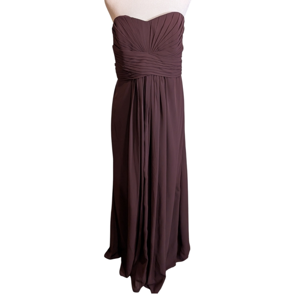 New Womens Davids Bridal Style F15555 Garnet Chiffon Strapless Formal Dress‎ 12